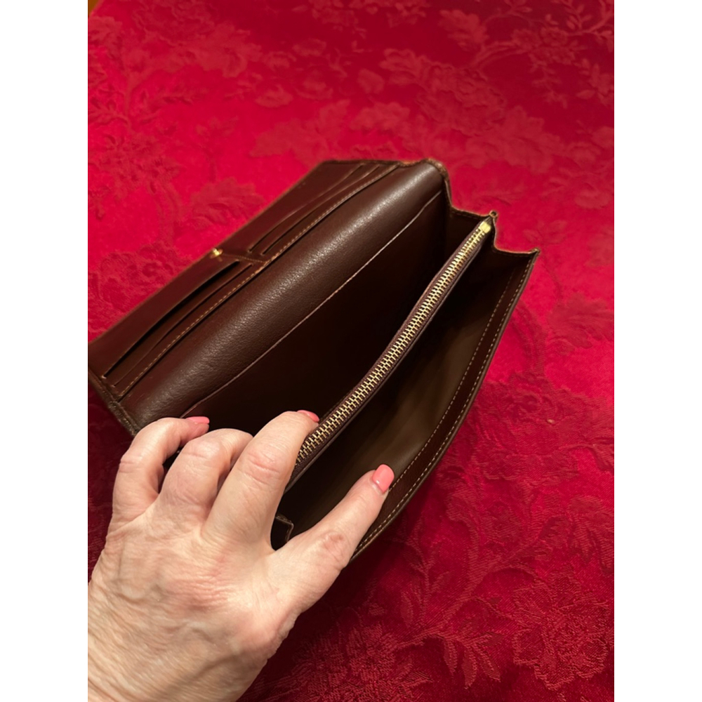 Celine Triomphe Blue Denim & Brown Leather Long Snap Wallet - Picture 4 of 7